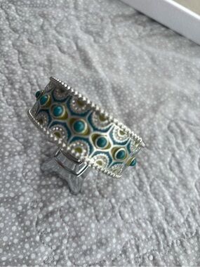 Lia Sophia Blue and Green Enamel Decorative Cuff Bracelet